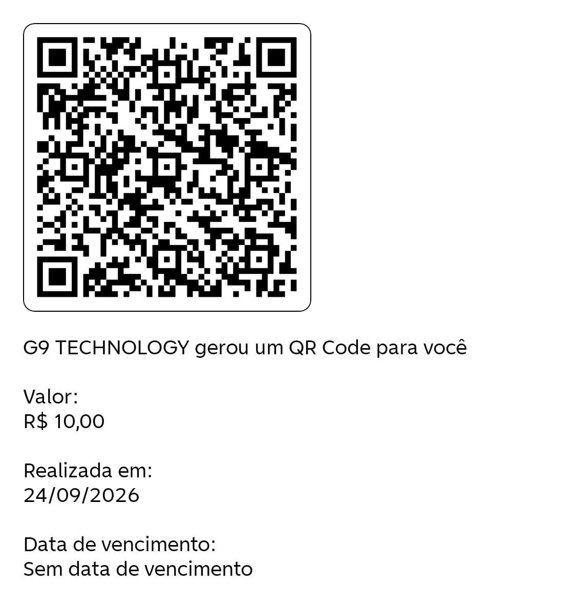 QR Code Pix de R$ 10,00