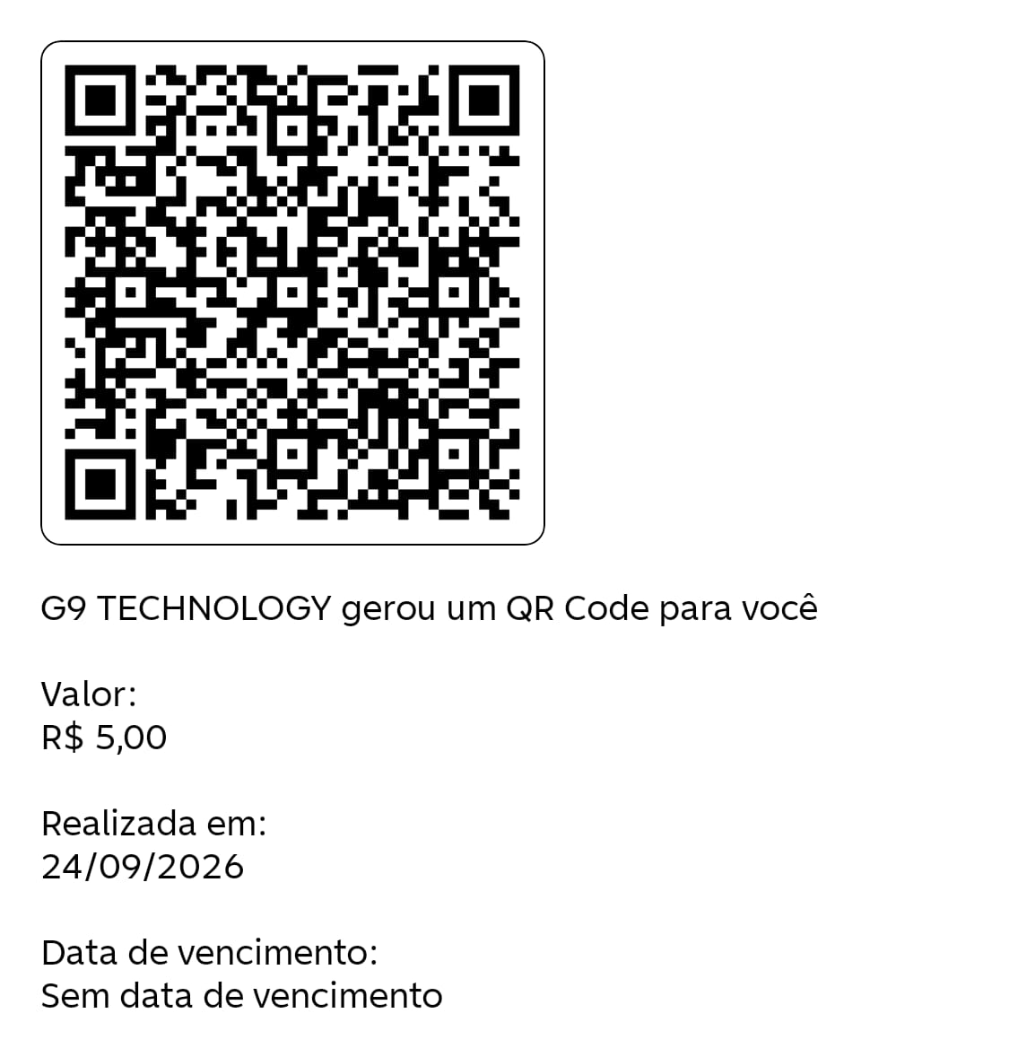 QR Code Pix de R$ 5,00